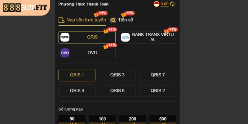 Đa dạng các hình thức nạp rút tiền 888SLOT
